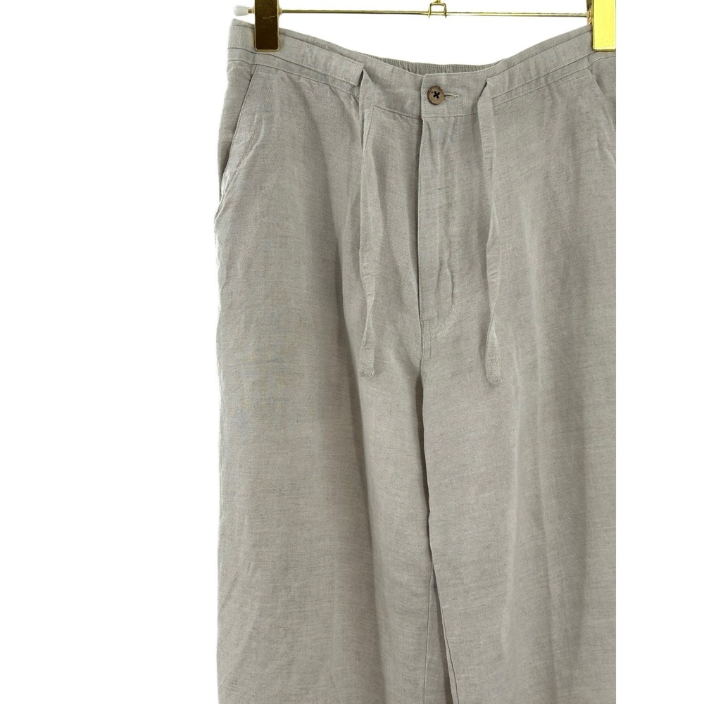Cubavera Men Linen Blend Drawstring Elastic Waist Pants Tan Beige Medium 32-34 - Picture 7 of 9
